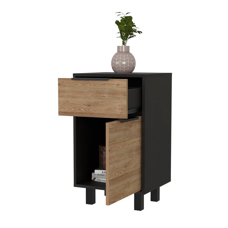 Nightstand with 1 Drawer and Single Door Cabinet