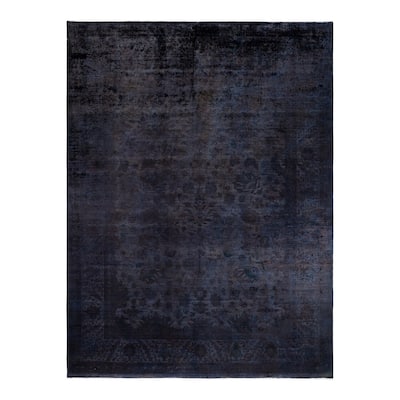 Overdyed, One-of-a-Kind Hand-Knotted Area Rug - Black - 9' 2" x 12' 7"