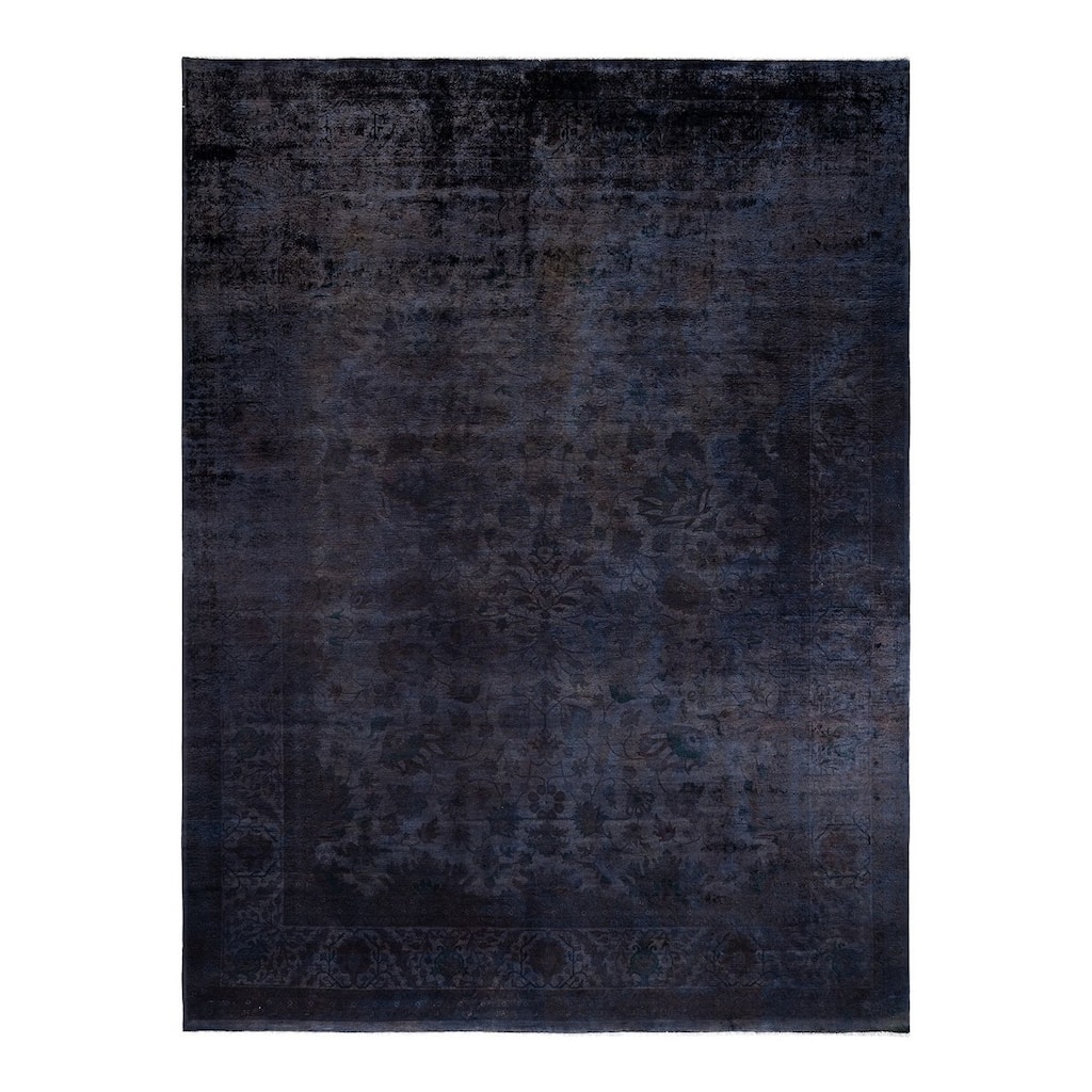 Overdyed, One-of-a-Kind Hand-Knotted Area Rug - Black - 9' 2" x 12' 7"