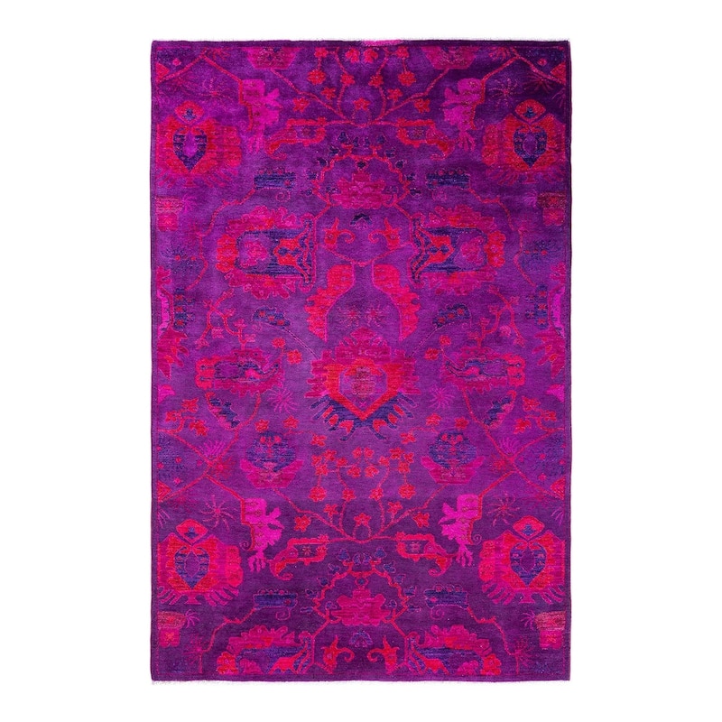 Vibrance One-of-a-Kind Hand-Knotted Area Rug - Purple, 5' 3" x 7' 8" - 5' 3" x 7' 8"