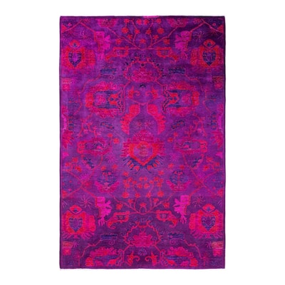 Vibrance One-of-a-Kind Hand-Knotted Area Rug - Purple, 5' 3" x 7' 8" - 5' 3" x 7' 8"