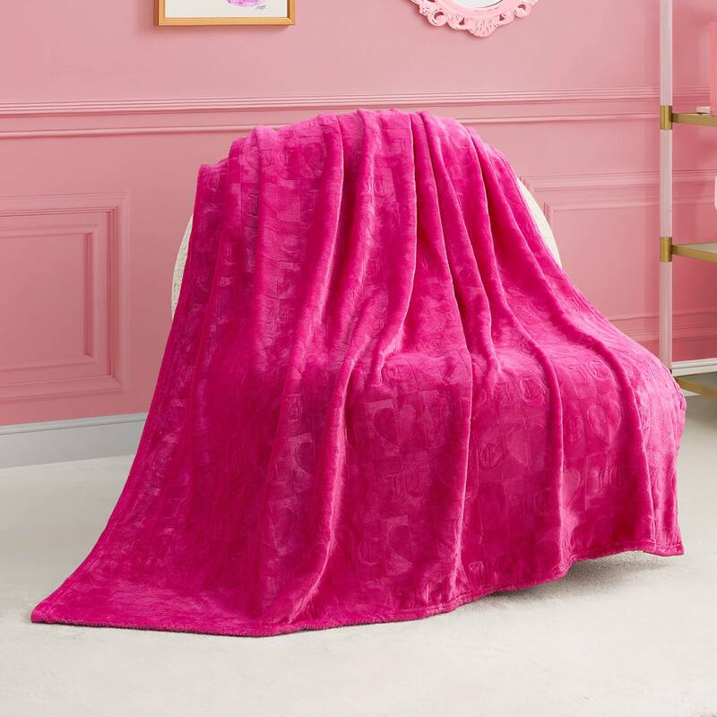 Juicy Couture Printed Plush Throw Blankets - Hot Pink - 50"x70"