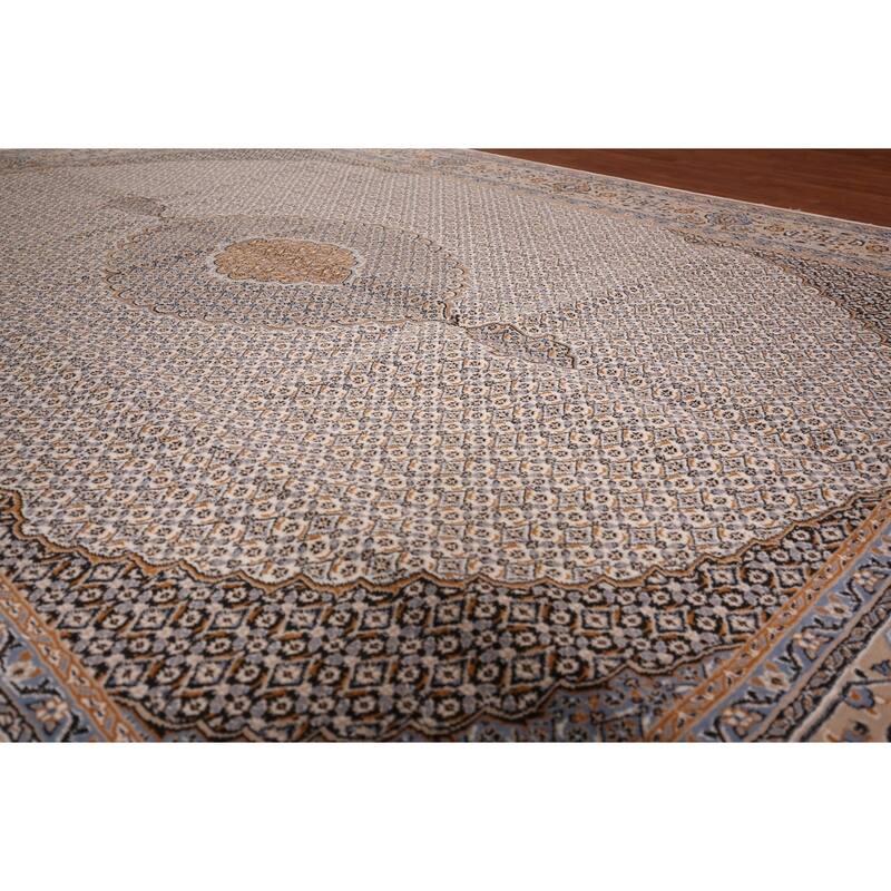 Traditional Kashan Turkish Area Rug Machine Made Beige Carpet - 9'9" x 13'1"