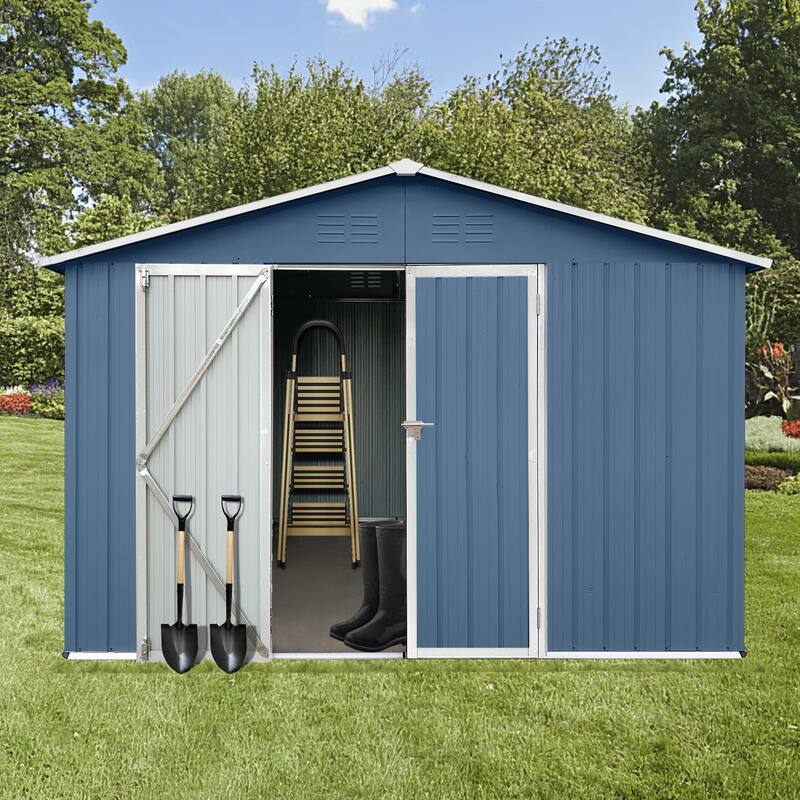 Rustproof Metal Garden Shed with Hinged Door & Integrated Vents Outdoor Tool Shed Storage Shed with Security Lock