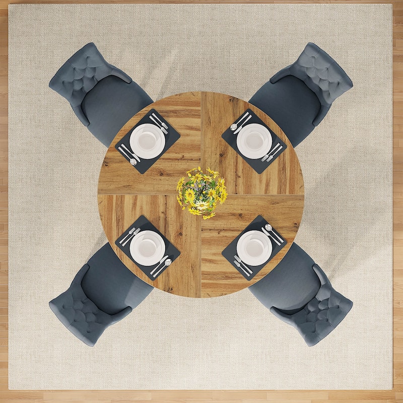 47" Round Dining Table for 4, Farmhouse Kitchen Table Small Dinner Table Wood Kitchen Table for Dining Room Living Room