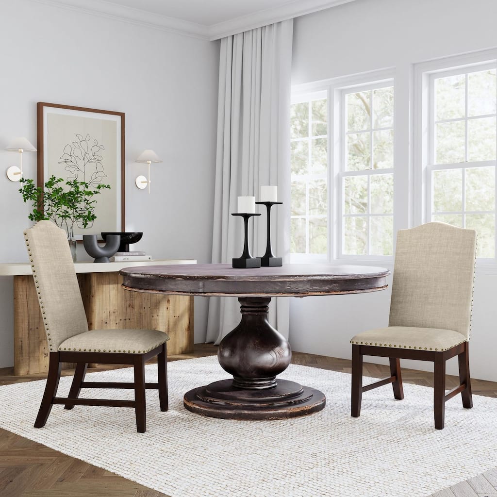 HomePop Scalloped Back Dining Chair - Beige Woven (set of 2)