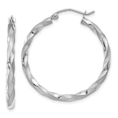 Curata 14k White Gold Polished Light 32x2.5mm Twisted Hoop Earrings