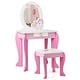 preview thumbnail 14 of 22, Costway Kids Vanity Makeup Dressing Table Chair Set Wooden W/ Mirror - See details