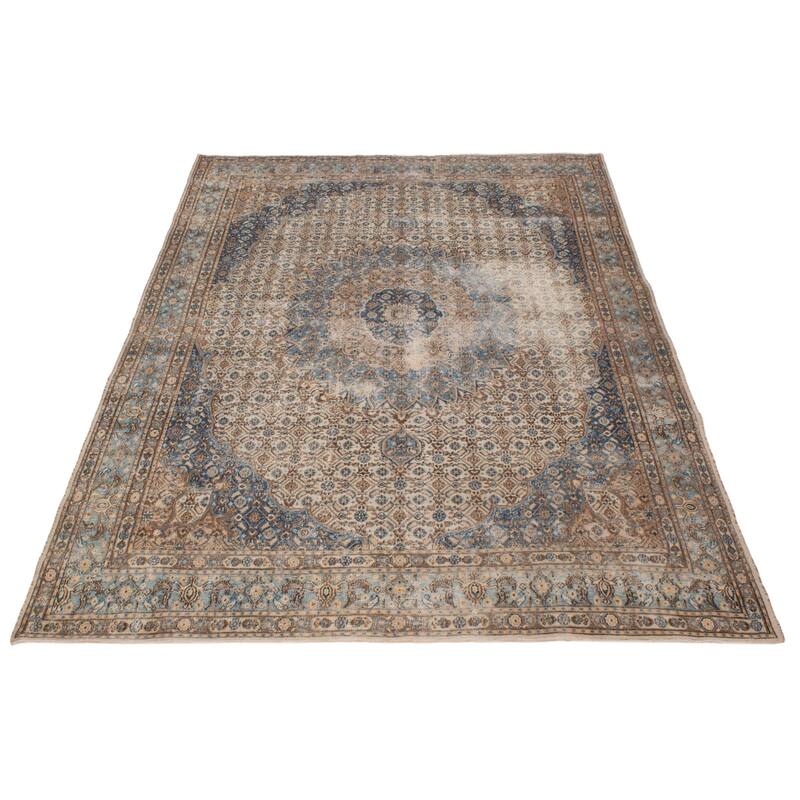 ECARPETGALLERY Hand-knotted Antalya Vintage Cream Wool Rug - 7'0 x 10'8