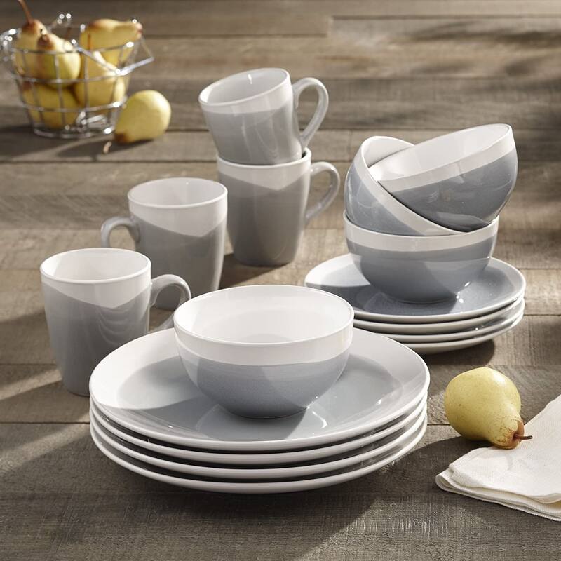 American Atelier Oasis Mint Stoneware Dinnerware - Set of 16 - Grey/Blue
