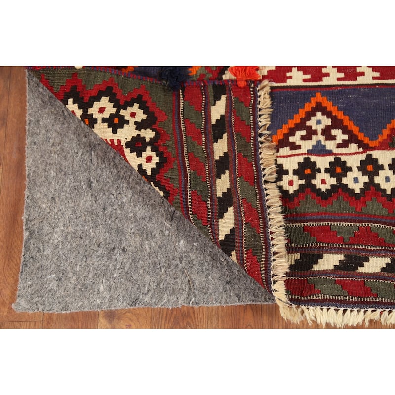 Kilim Qashqai Persian Vintage Rug Hand-Knotted Bedroom Wool Carpet - 5'6"x 9'8"