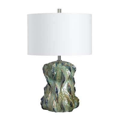 Glazed Ceramic Table Lamp with Shade