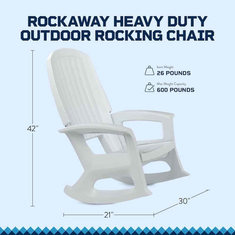 Semco Plastics Rockaway Heavy Duty All-Weather Outdoor Rocking Chair, Green - 26