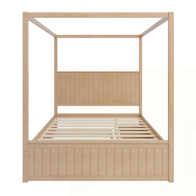 Canopy Platform Bed with Trundle and Three Storage Drawers