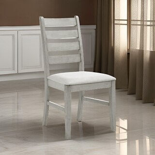 Pane 21 Inch Set of 2 Dining Chairs, Ladderback, Gray Wood, Gray Fabric ...