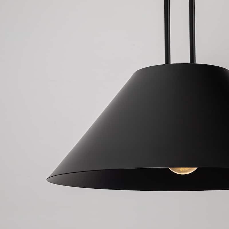 1-Light Modern Industrial Black Pendant Chandeliers with Metal Cone Shade for Dining Room - 16.5