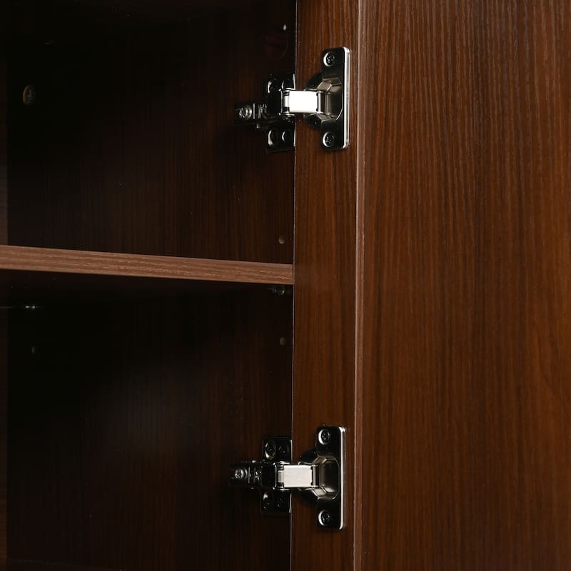 Wood TV Stand with Tambour Doors, Media Console with Adjustable Storage & Cable Holes, Entertainment Center for TVs up to 75"