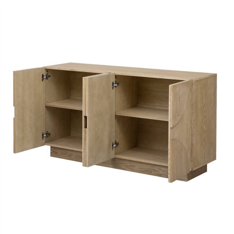 4-Door Sideboard with Adjustable Shelves, Buffet Cabinet with Semi-Circular Handles for Dining Room, Kitchen, and Living Room
