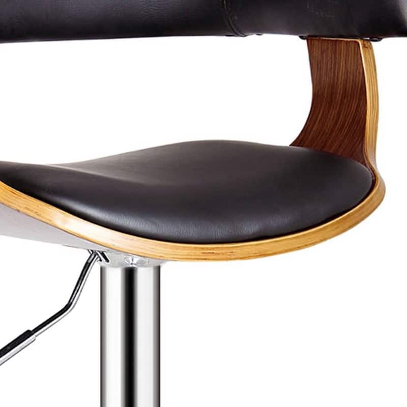 Contemporary Swivel Adjustable Oak Wood Barstool