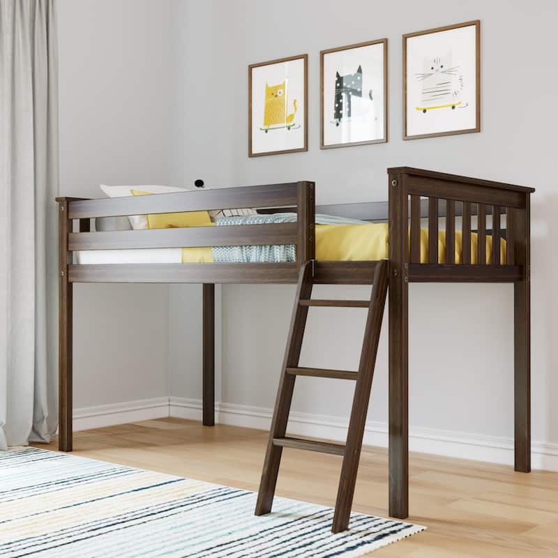 Max and Lily Twin Size Low Loft - Walnut