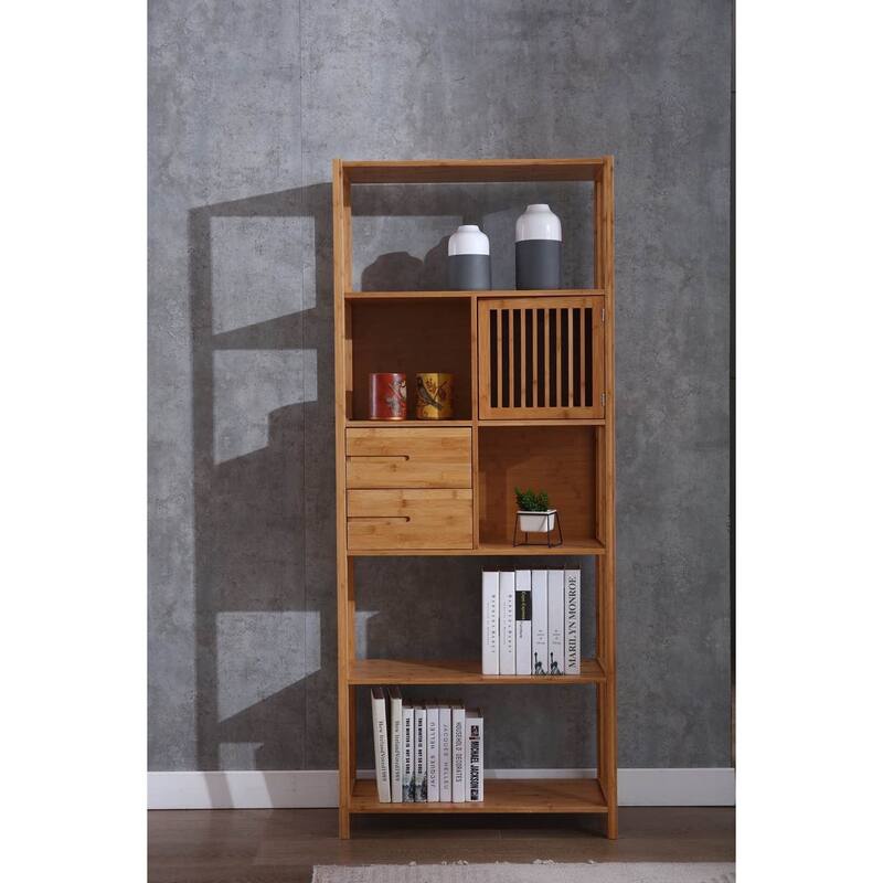 Selma Bamboo Bookcase Right Facing Spindle Cabinet
