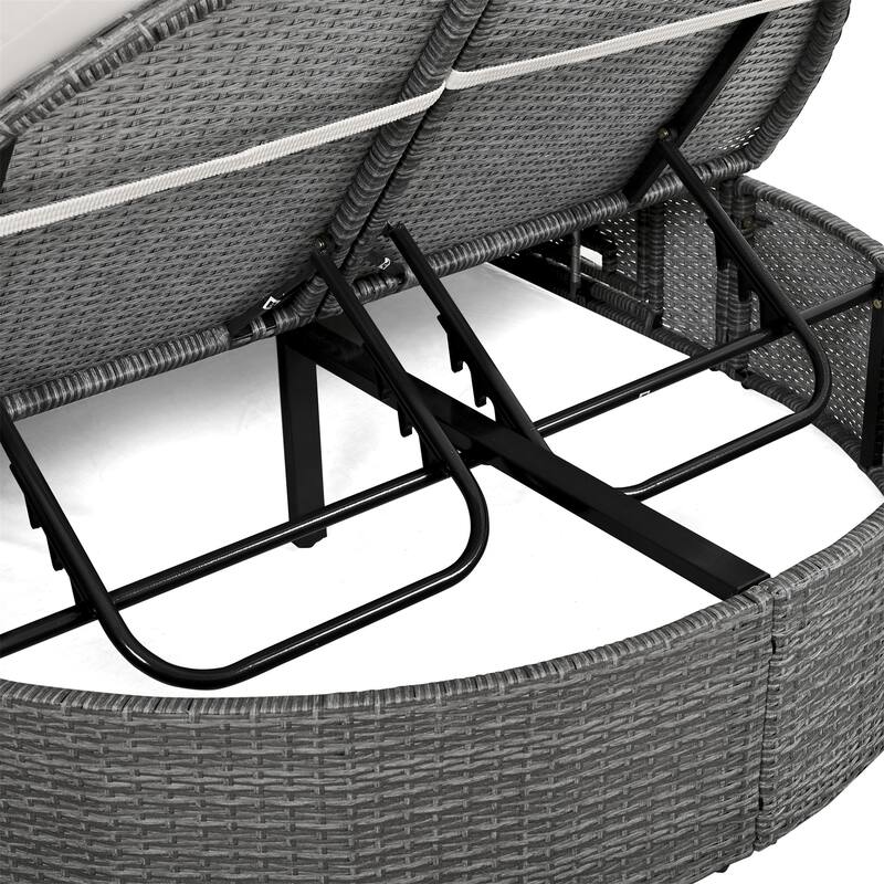 Outdoor Sun Bed Patio 2-Person Daybed with Cushions and Pillows