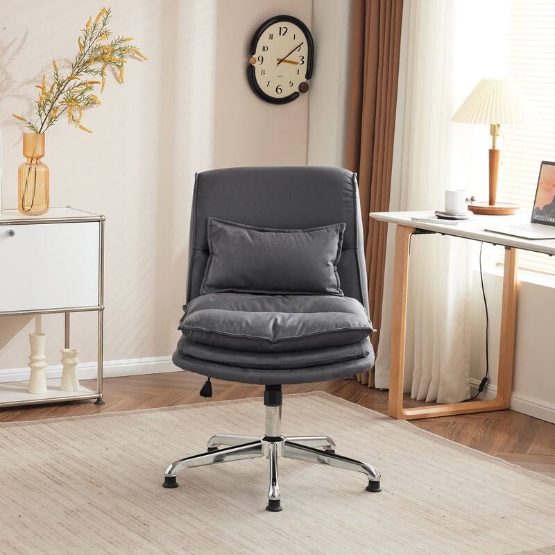 Upholstered Armless Polyester Fiber Task Office Chair