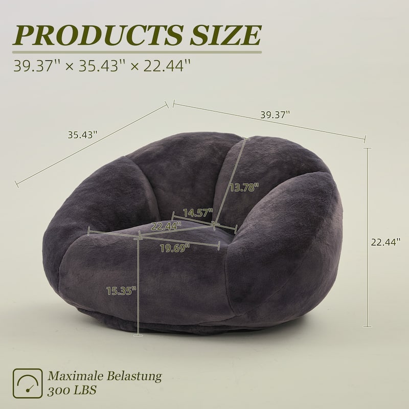HOMEFUN Fabric Upholstered Oversized Round Comfy Bean Bag Lazy Sofa for Living Room