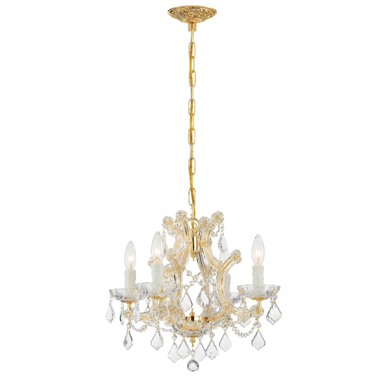 Maria Theresa 4 Light Spectra Crystal Gold Mini Chandelier - 16.5'' W x 15'' H