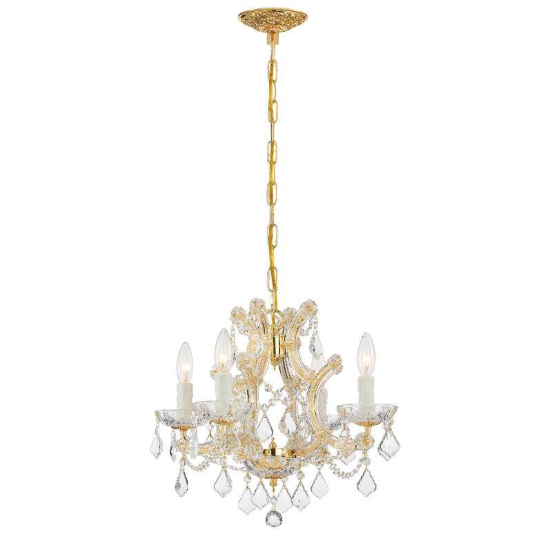 Maria Theresa 4 Light Swarovski Strass Crystal Gold Mini Chandelier - 16.5'' W x 15'' H