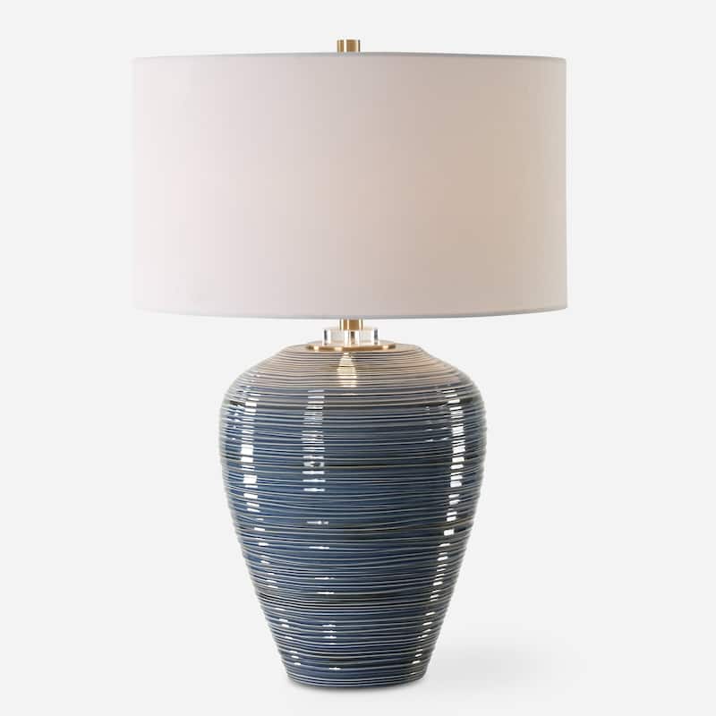 Uttermost Moher Glossy Blue Table Lamp - 26'' H X 18'' W X 18'' D