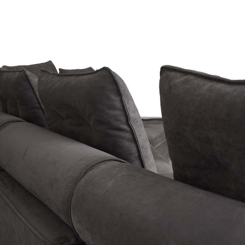 4 - Piece Frosted Velvet Sectional Sofa Oversize Lounge Sleep Couch