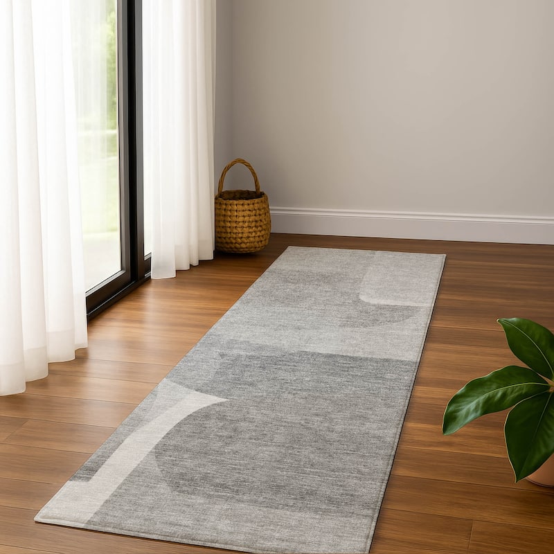 Premium Washable Super Soft Contemproary Retro Mayfield Rug - Linen - 2'3" x 7'6"