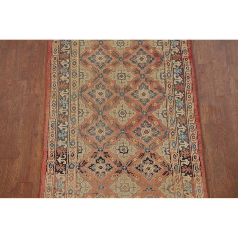 Traditional Hamedan Persian Vintage Runner Rug Handmade Wool Carpet - 2'10" x 12'2"