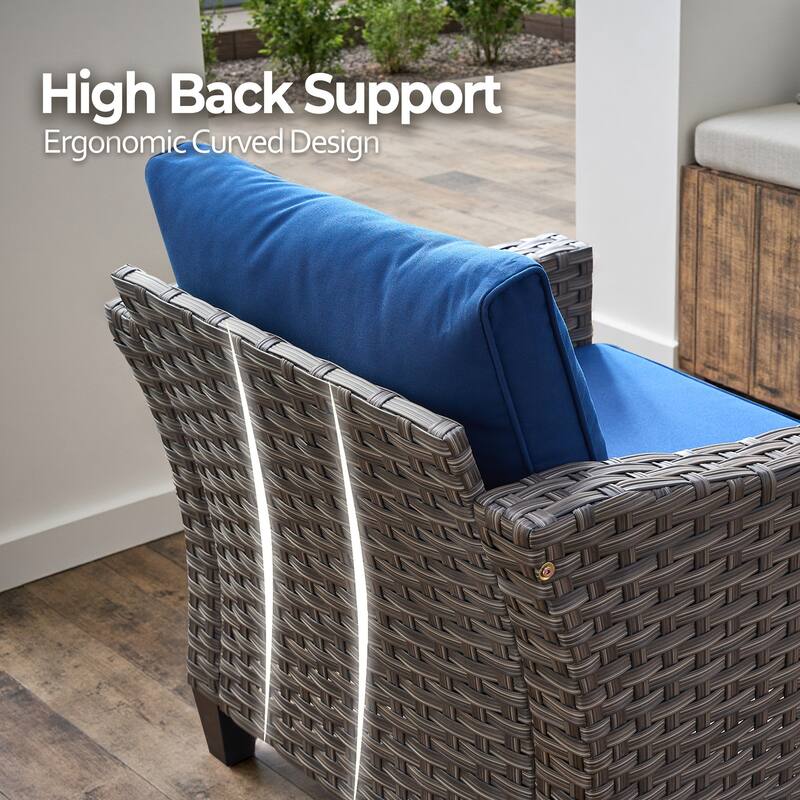 HOOOWOOO 5-piece Patio Wicker Conversation Set with Ottoman