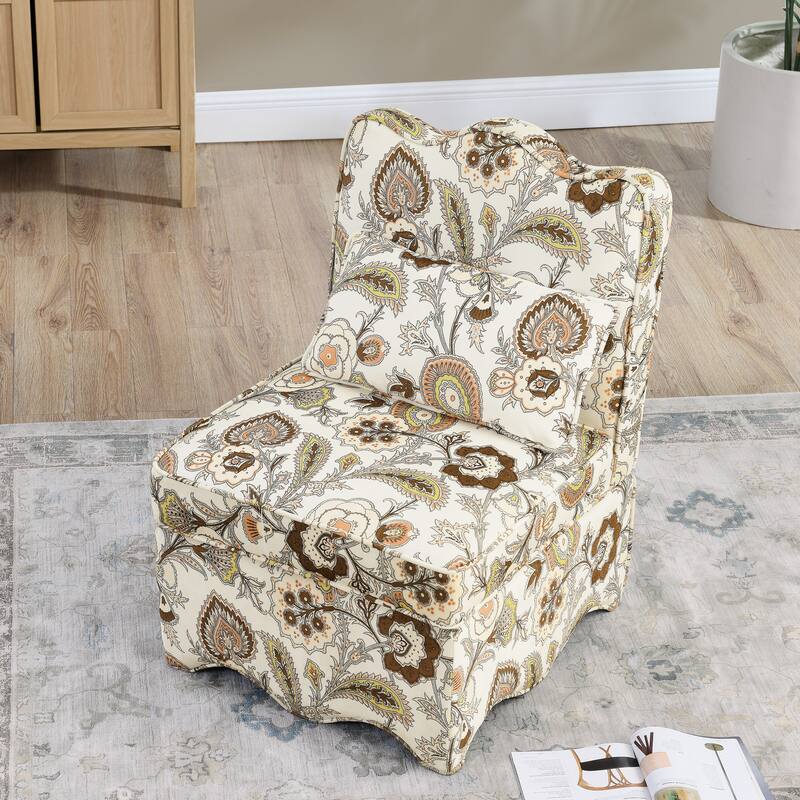 Upholstered Single Sofa Lounge Chair with Floral Pattern,Soft seat cushion and backrest,Armless Accent Chair