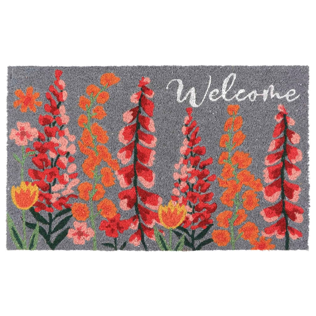 Floral Welcome Door mat - Heavy-Duty Coir and Rubber Mat, 30" x 18"