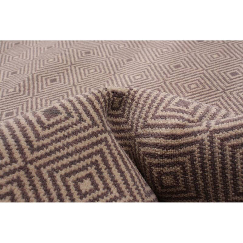 ECARPETGALLERY Machine Woven Lotus Mod Grey Wool Rug - 5'11 x 8'10