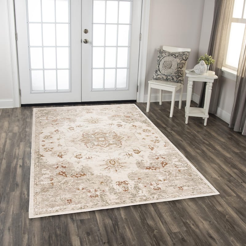 Alora Decor Sage Traditional Floral Medallion Wool Area Rug