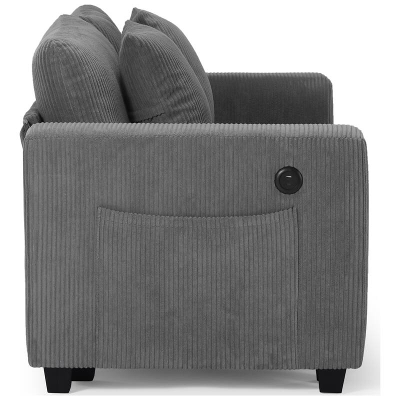 Hamilton 4-Piece Corduroy Upholstered Modular Sectional with USB Port