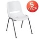 preview thumbnail 44 of 87, 5 Pack 880 lb. Capacity Ergonomic Shell Stack Chair with Metal Frame