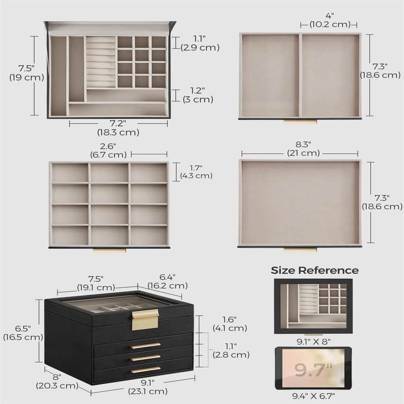 Jewelry Box with Glass Lid