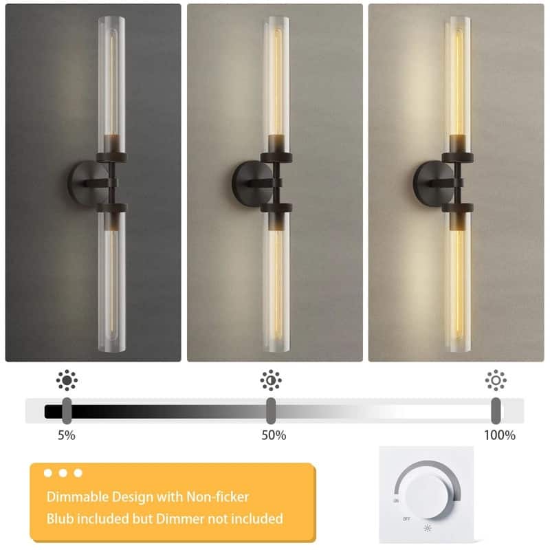 KAYLA Modern Glass Wall Sconces, Indoor Wall Lighting Wall Light Fixtures, Vanity Light with Glass Shade(2-Sets)