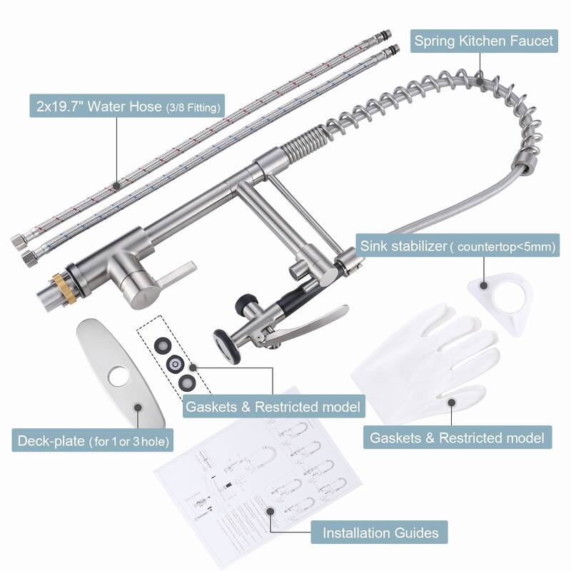 WOWOW Commercial Kitchen Faucet with Pre-Rinse Sprayer