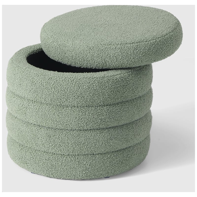 Bayville 16" Tall Sherpa Round Ottoman With Storage