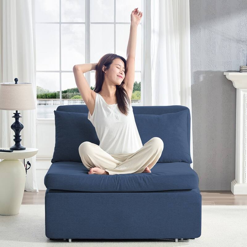 Mixoy Full Size Queen Size Sofa Bed,2 in 1 Convertible Linen 1-Seater/Loveseat Sleeper Sofa Couch with Cushions