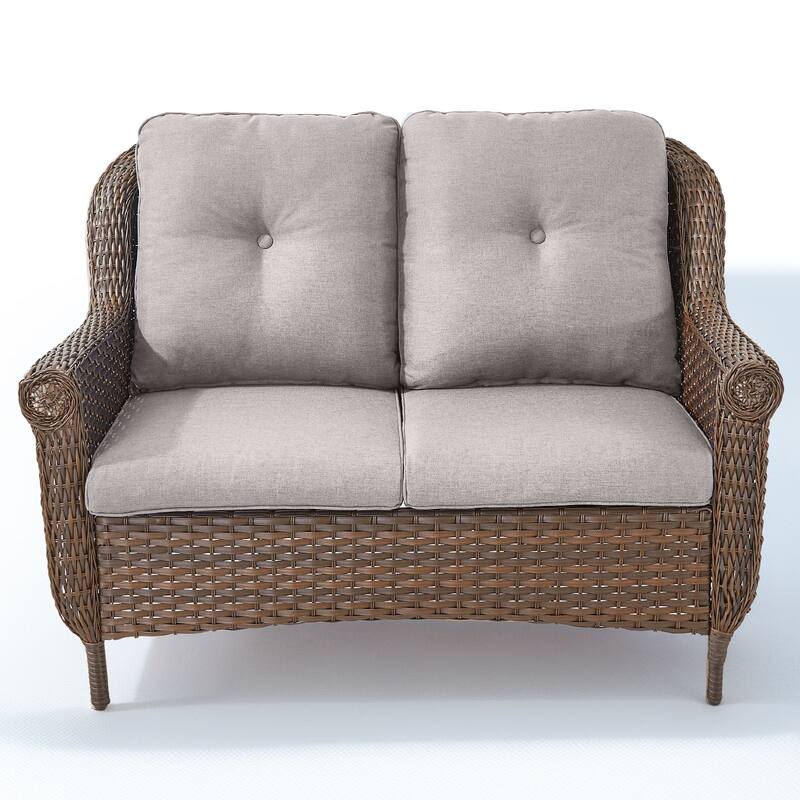 Pocassy Wicker Patio Conversation Set for Backyard