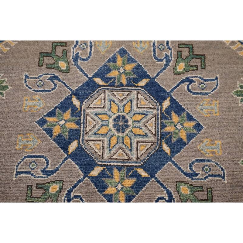 Oriental Grey Kazak Area Rug Handmade Wool Carpet - 5'0" x 6'10"
