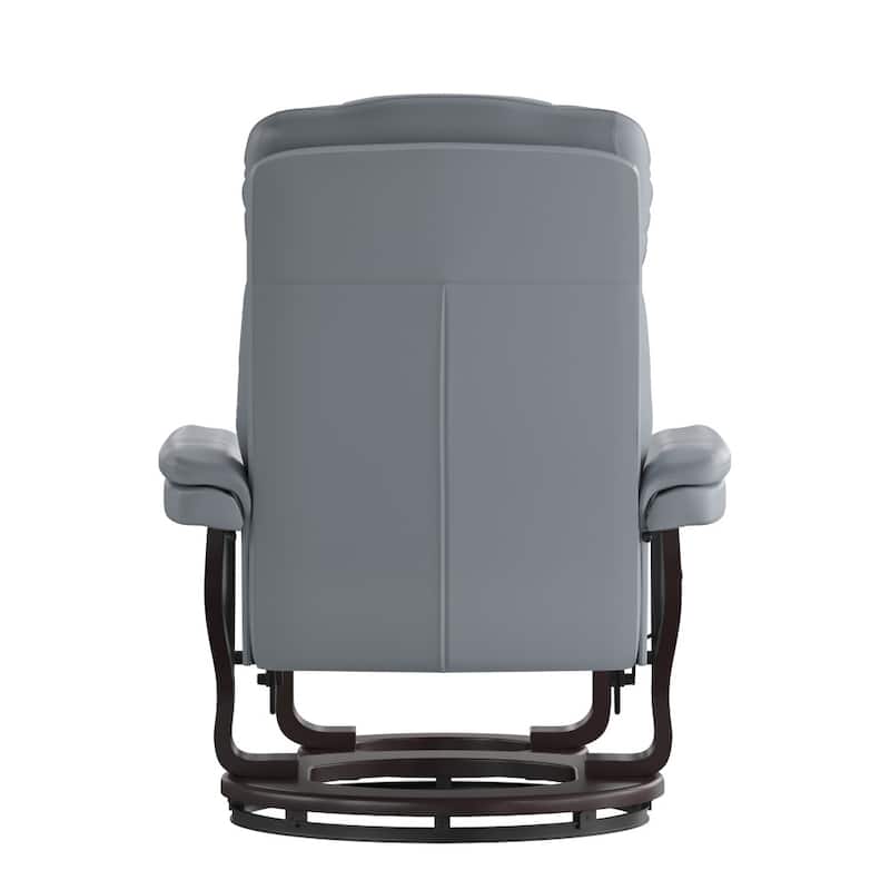 Contemporary Multi-Position Recliner and Curved Ottoman with Swivel Base