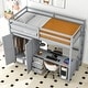 preview thumbnail 21 of 33, Traditional Rustic Style Twin Size Loft Bed with Built-In Ladder,Storage Drawers and Wardrobe,Study Desk Under-Bed